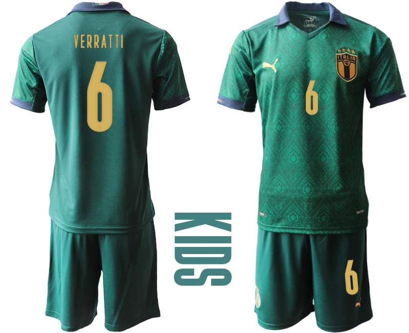 Youth 2021 European Cup Italy second away green #6 Soccer Jersey